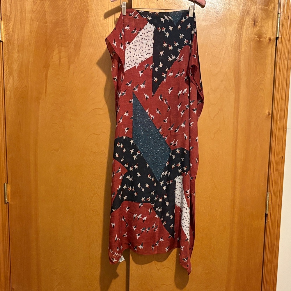 Coach asymmetrical Red and Black Star Scarf